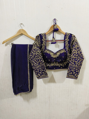 NANCY DESIGNER Embroidered Bollywood Cotton Silk Saree(Purple)