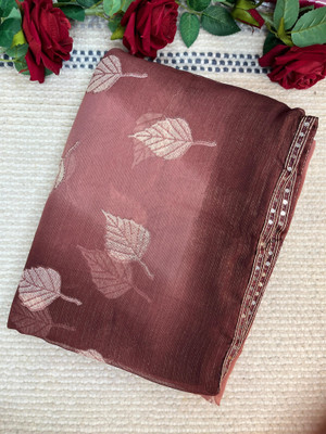 Pallu Patola Floral Print Daily Wear Georgette Saree(Brown)