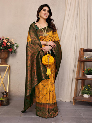 DIVINE JUNCTION WEAR Self Design Banarasi Satin Saree(Multicolor)