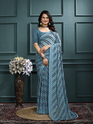 Kanooda Prints Printed Bollywood Georgette Saree(Grey)