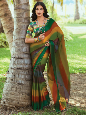 Tasrika Embellished Bollywood Chiffon Saree(Multicolor)