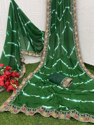 Pemal Designer Printed Bollywood Georgette Saree(Green)