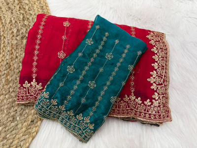 bhavika silk mills Embroidered, Embellished Bollywood Georgette Saree(Pink)