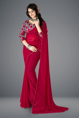 AVIRAT DESIGNER STUDIO Embroidered Bollywood Georgette Saree(Red)