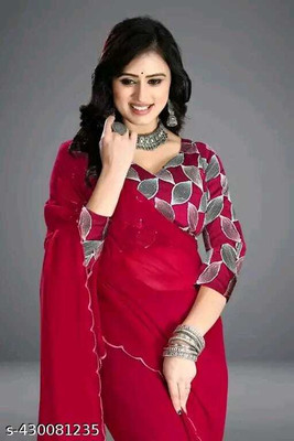 KALPNA CREATION Solid/Plain Bollywood Georgette Saree(Multicolor)