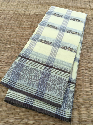 Happy Creation Woven Jamdani Handloom Cotton Blend Saree(Multicolor)