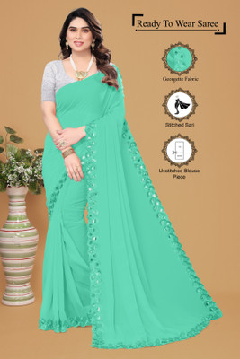Manan Creation Embellished Bollywood Georgette Saree(Beige)