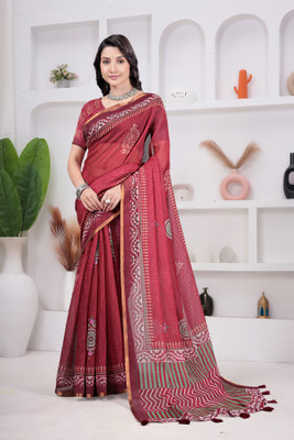 SAREES FASHION Printed Daily Wear Georgette Saree(Red)