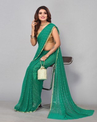 SIRIL Embellished Daily Wear Chiffon Saree(Green, Gold)