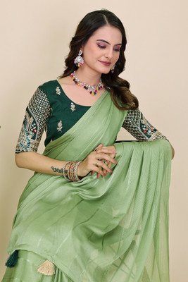 K 5 FASHION Embroidered Bollywood Georgette Saree(Light Green)