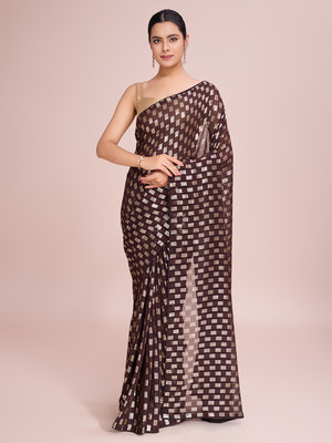 Moda Rapido Printed Daily Wear Georgette Saree(Brown)