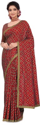 DEBRIS FAB Printed Bollywood Art Silk Saree(Red)