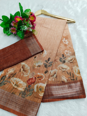 HouseOfCommon Woven Kanjivaram Pure Cotton, Cotton Silk Saree(Orange)