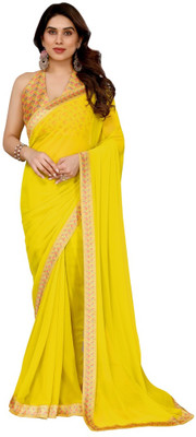 Shreesai Embellished Bollywood Georgette Saree(Yellow)