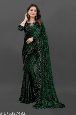 EPRIMPEX Embellished Bollywood Lycra Blend Saree(Green)