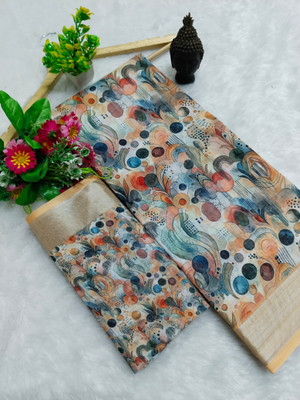 HangerStories Woven Kanjivaram Pure Cotton, Cotton Silk Saree(Multicolor)