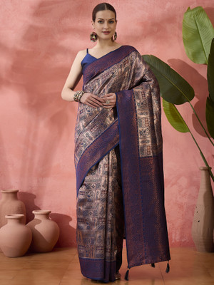 manvaa Embellished Banarasi Silk Blend Saree(Multicolor)