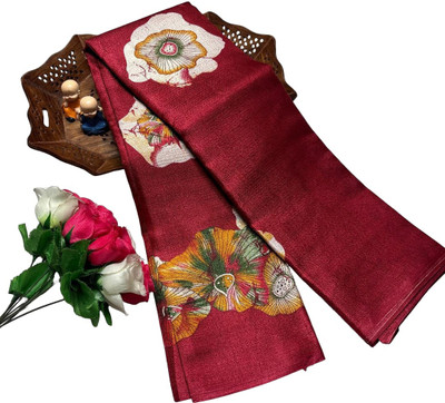 ANNAMALAIYAR TEX Floral Print Banarasi Cotton Silk Saree(Multicolor)