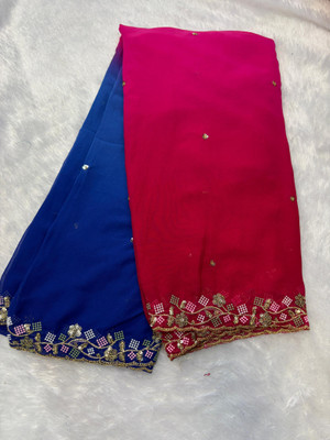 Sitanjali Lifestyle Solid/Plain Bollywood Georgette Saree(Blue)