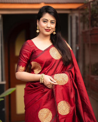 Anahant Creation Self Design Banarasi Art Silk Saree(Red)