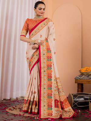 ANOUK Printed Daily Wear Silk Blend Saree(Multicolor)