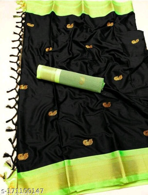 Paithani Self Design Mysore Pure Silk Saree(Black)