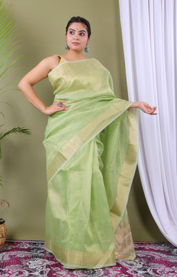 Rohit Designer Self Design Daily Wear Net Saree(Green)