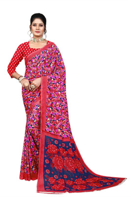 Vimalnath Synthetics Printed Daily Wear Georgette Saree(Red)