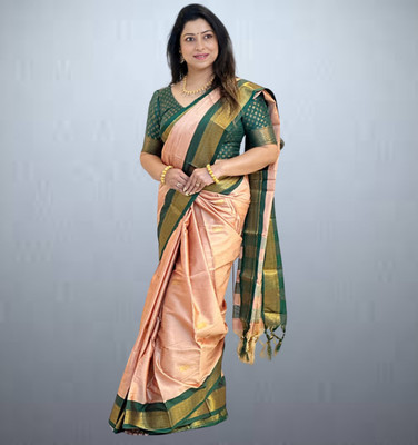 AS CREATION Self Design Kanjivaram Silk Blend Saree(Multicolor)