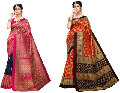 SVB Sarees Printed, Self Design Bollywood Art Silk Saree(Multicolor)