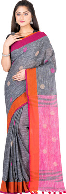 SAYAN CREATION Self Design Handloom Pure Cotton Saree(Grey)