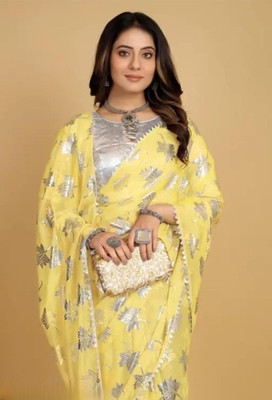 MANISHA Digital Print Bollywood Pure Silk Saree(Yellow)