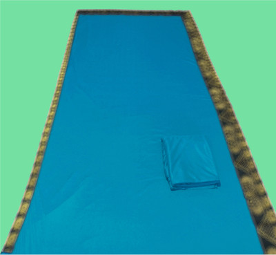 FabDaisy Solid/Plain Banarasi Lycra Blend, Chiffon Saree(Light Blue)