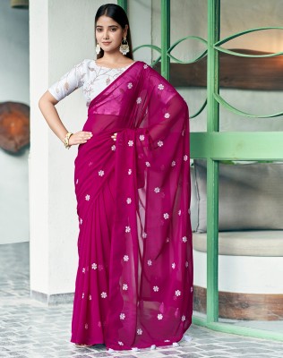 Divastri Embroidered, Self Design Bollywood Georgette Saree(Magenta)