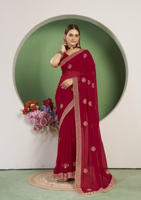 Tasrika Embroidered Bollywood Georgette Saree(Red)