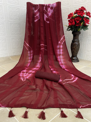 Pemal Designer Embellished Bollywood Georgette Saree(Red)