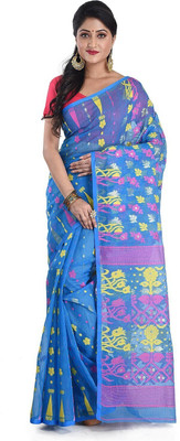 chhanda handloom sarees Woven Jamdani Handloom Cotton Silk Saree(Multicolor)