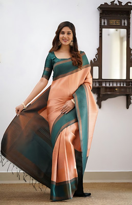 fosgen etp Self Design Kanjivaram Pure Silk Saree(Multicolor)