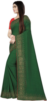 pUNYATHA CREATION Self Design, Solid/Plain Bollywood Art Silk Saree(Green)