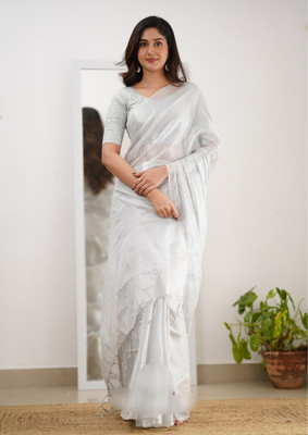 shringaar Solid/Plain Handloom Tissue Saree(Black)