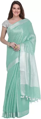 HAIDER ALI AND SONS Solid/Plain Bhagalpuri Cotton Linen Saree(Pink)