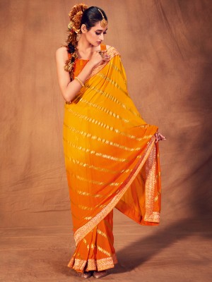 Sareemall Printed Bollywood Georgette Saree(Yellow)