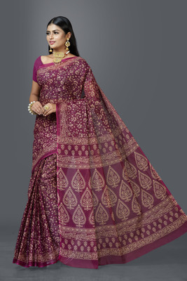 SHANVIKA Printed Daily Wear Pure Cotton Saree(Beige)