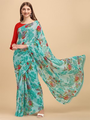 Dori Printed Daily Wear Georgette Saree(Blue, Pink)