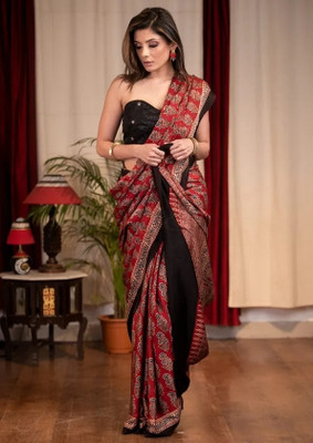 Arpita Fashion Floral Print Bollywood Linen Saree(Multicolor)