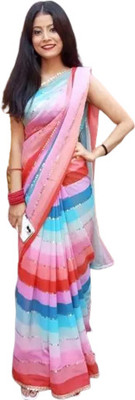 SHOBHTESH Striped Bollywood Georgette Saree(Multicolor)