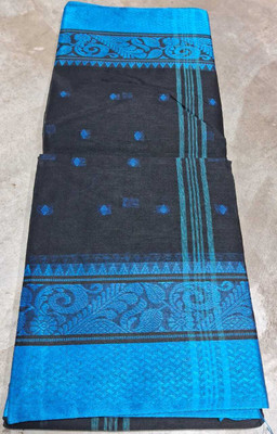 Parbati fashion Self Design Tant Pure Cotton Saree(Black)