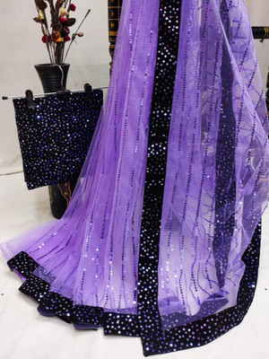 LADYSUTRA Embellished Bollywood Net Saree(Multicolor)