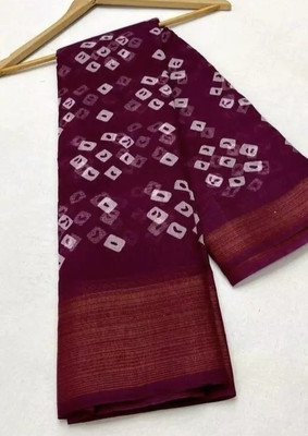 Grubstaker Printed Daily Wear Cotton Blend Saree(Red)