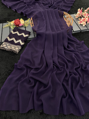 Sanskriti Synthetics Embellished Bollywood Georgette Saree(Purple)